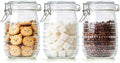 ComSaf Round Glass Jars with Airtight Lids 34 oz 3 Pack Wide Mouth Hobnail by ComSaf