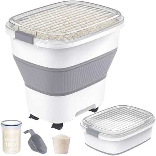 50 Lbs Rice Container, Collapsible Dog Food Storage Container by NURYOSPACESAVING