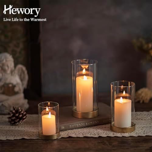 Hewory Hurricane Candle Holder for Pillar Candles: 12Pcs Gold Candle Holder - Image 6