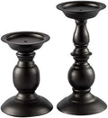 Black Metal Pillar Candle Holders Set of 2 by SUJUN