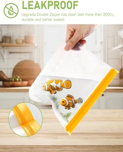 IDEATECH Reusable Freezer Bags Gallon Size, BPA Free Food Containers, Reusable Gallon Bags, Sandwich Bags, Reusable Baggies for Lunch, Travel Healthy Food (Grey, 8Pack-8Gallon) - Image 5