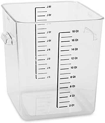 Rubbermaid Commercial Products Plastic Space Saving Square Food Storage Container, 18 Quart, Clear, for Kitchen/Sous Vide/Food Prep by Rubbermaid