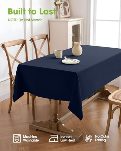 Pureegg Rectangle Linen Tablecloth Waterproof & Stain Resistant, Wrinkle-Free Table Cloth Adds Elegance and Protection, Ideal for Dining, Party, Wedding and Outdoor, 52 x 70 Inch, Navy Blue - Image 4