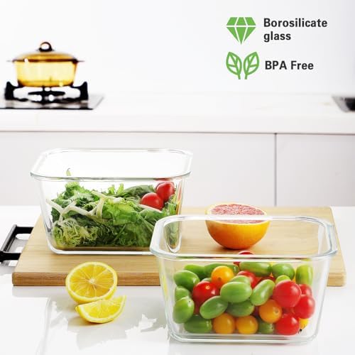 4 Pieces 63oz Large Glass Food Storage Containers with Lids for Meal Prep - Image 6