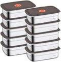 CLWVPCOT 10 Pack Stainless Steel Food Storage Containers with Leak-Proof Lids, 34oz Reusable Metal Meal Prep Lunch Boxes, Stackable, BPA-Free, Dishwasher Safe for Snacks, Fruits & On-the-Go Meals by CLWVPCOT