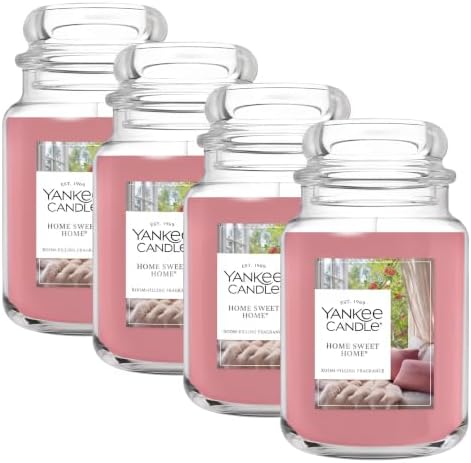 Yankee Candle Home Sweet Home Scented Candle, 22oz Large Jar, Up to 150 Hour Burn Time, Giftable (Pack of 4) by YankeeCandle