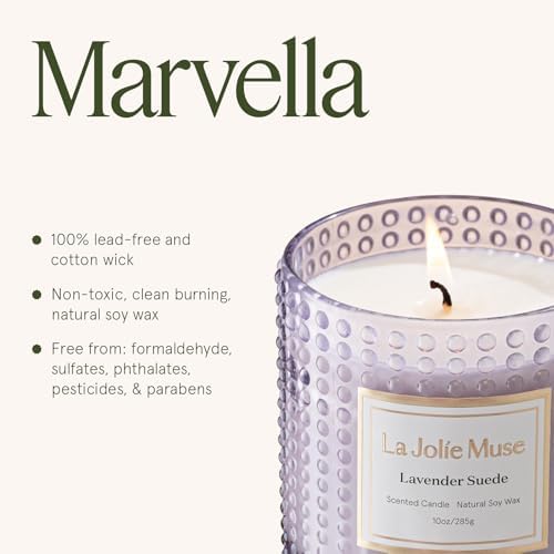 LA JOLIE MUSE Lavender Suede Scented Candles for Home, Natural Soy 55 Hrs - Image 6
