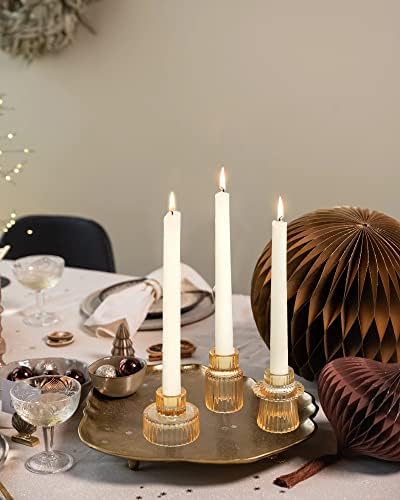 Vixdonos Glass Candlestick Holders Tealight Candle Holders for Table Centerpieces, Wedding Decor and Dinner Party (6 Pcs, Yellow) - Image 7