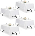 Decorelia White Washable Table Cloths for 8 Ft Rectangle Tables-4 Pack, Washable Polyester Rustic Faux Linen Rectangular Table Cloth Cover for Wedding,Outdoor,Events, Party,Banquet,Dining, 60x120 Inch by Decorelia