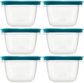 Flex and Seal Teal Rubber Maid Food Storage Containers, 2 Cup Food Storage Containers, 12 Piece Set, 6 Containers, 6 Lids by Utensilux