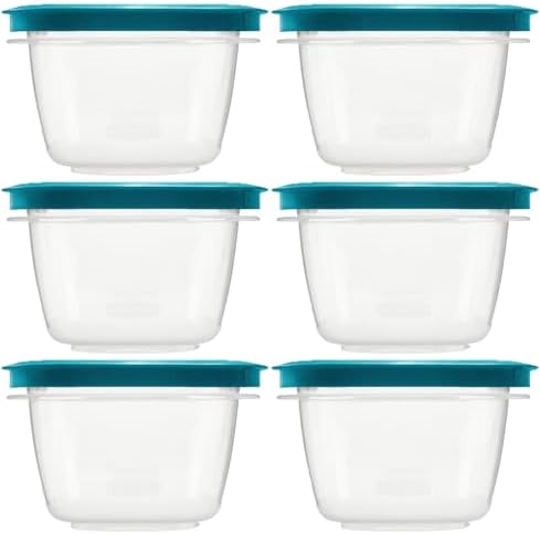 Flex and Seal Teal Rubber Maid Food Storage Containers, 2 Cup Food Storage Containers, 12 Piece Set, 6 Containers, 6 Lids by Utensilux