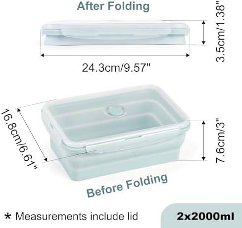 Collapsible Food Storage Containers with Airtight Lid & Air Vent, 68oz - Image 3