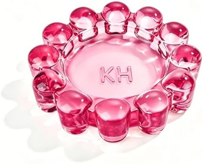 Chic Red Bubble Glass Candle Dish – Modern Clear Glass Candle Holder for Tealights & Diffusers, Decorative Tray for Home & Tabletop Decor（1 Pack） by khtumeware