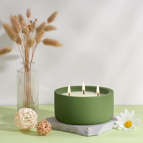 Viyffo 20oz Large Scented Candle - Eucalyptus & Rosemary, 3 Wick Non Toxic Soy Candles for Women & Men, Matte Green Ceramic Jar, Luxury Home Fragrance, Elegant Room Decor & Premium Birthday Gift - Image 3