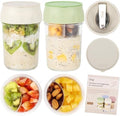 SOLIGT 2 Pack Overnight Oats Containers with Lids (White/Organic Green) by SOLIGT