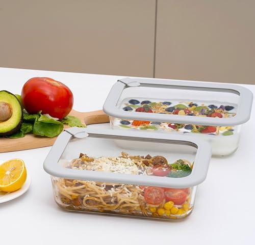 Glass Food Containers with Glass Lid, Microwave Safe Food Storage Container Set, 2 Pack of 50oz, Large Size Airtight Storage Set with Leak Proof Lids, Meal Prep Containers - Image 7