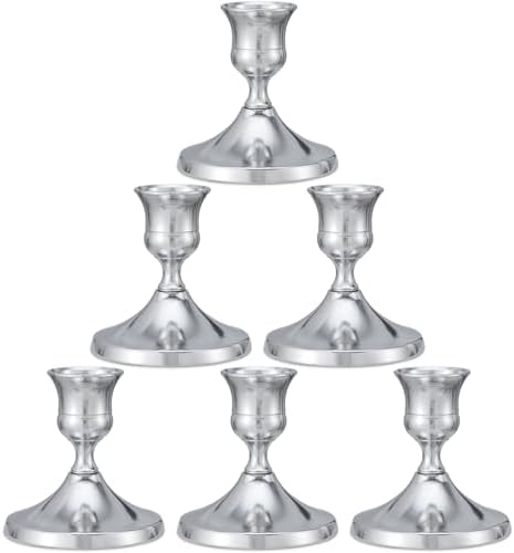 Candlestick Holders Taper Candle Holders, 6PCS Silver Candle Holder Set for Table Centerpiece, Vintage Candle Stand for Table Centerpieces, Home Decor,Weddings,Festival and Parties by DECKALY