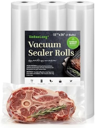 Kitchen Essentials, Vacuum Sealer Bags 3 Rolls 11"x16' Freezer Bags by xinbaolong