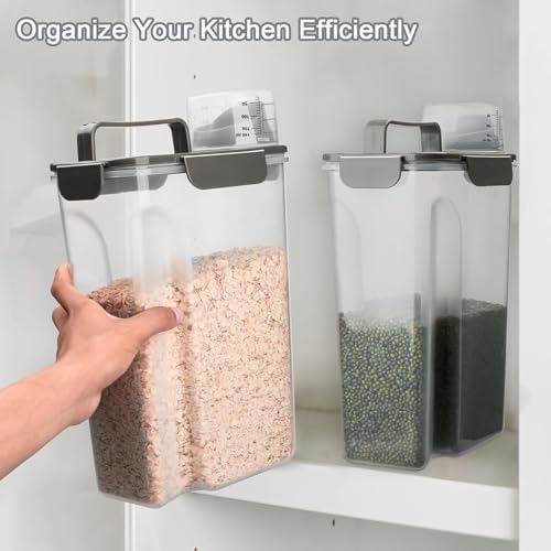 Komzon Rice Container, Airtight Rice Storage Container 10lb, Cereal Containers Storage, BPA Free Food Dispenser with Pouring Spout Handle for Flour Pasta Grain, Pet Dog Cat Bird Food Storage Container - Image 6