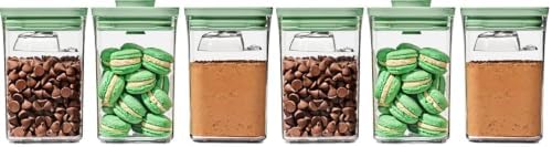 OXO Good Grips Airtight POP Container | Pistachio | Push Button Seal | For Sugar & Flour | 3 Containers with Mini Scoops, Pack of 2 by OXO