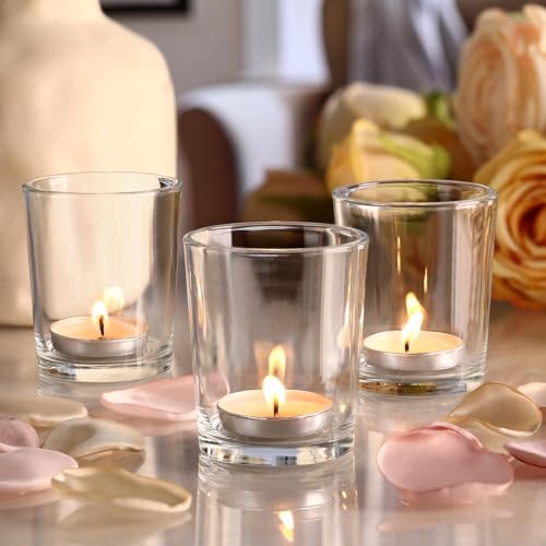 LETINE Clear Glass Tea Light Holders Set of 6 - Votive Candle Holders for Weddings, Events, Home, Bridal Shower, Birthday, Christmas, Party Table Decor and Centerpieces - Image 4