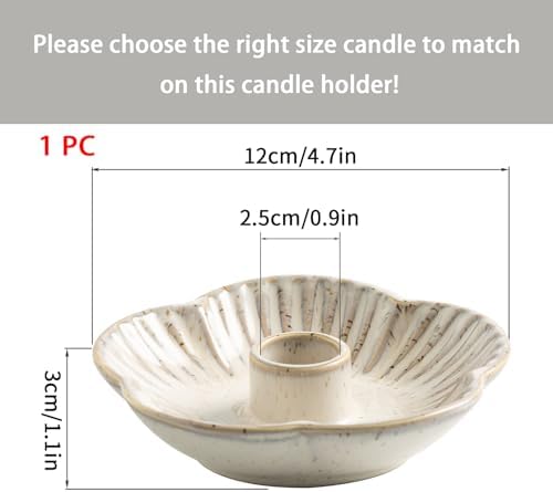 Ceramic Taper Candle Holder, 4.72 in Polished Round Base Tray - Image 6