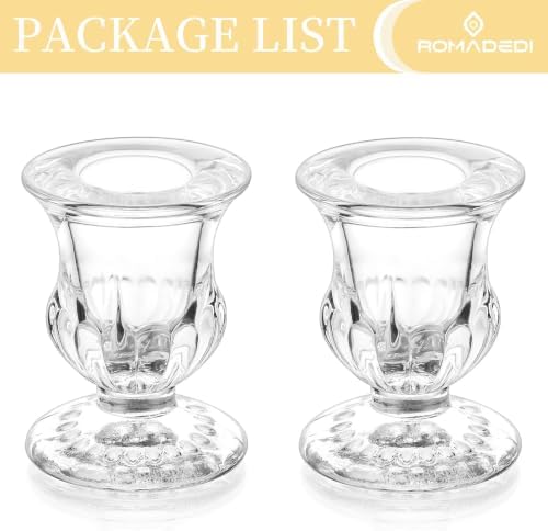 Romadedi Glass Taper Candle Holders, Clear, Pack of 2 - Image 6