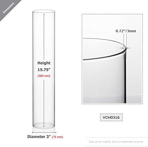 WGVI Hurricane Candle Holder Sleeve, Wide 3", Height 16", Clear Glass Cylinder Candleholder, Chimney Tube, Open Ended Candle Shade, 12 Pieces Bulk - Image 2