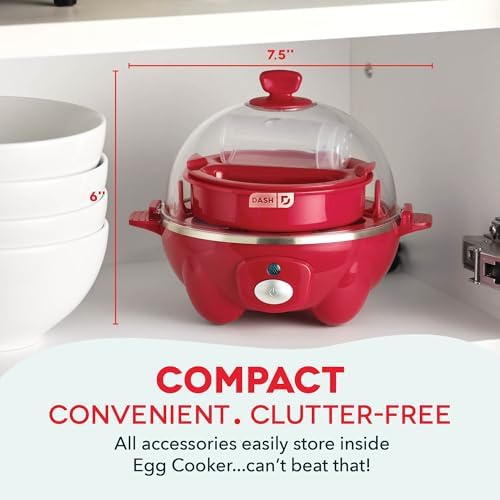 Dash Rapid Egg Cooker, 7 Eggs, Hard Boiled, Poached & Omelettes, Red - Image 3