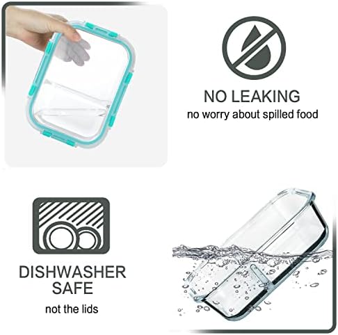 M MCIRCO 10 Pack,30 oz, 2 Compartments Glass Meal Prep Containers with Lids - Image 3