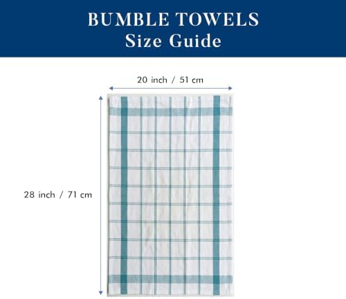 Premium Kitchen Towels 6 Pack 100% Cotton, 20"x28" Dish Towels - Teal Check - Image 2