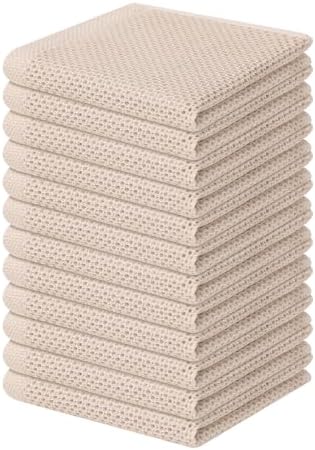Homaxy 100% Cotton Waffle Weave Kitchen Dish Cloths 12-Pack, Beige by Homaxy