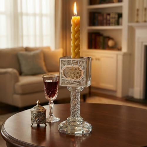Crystal Havdalah Candle Holder 13 cm with Plaque - Image 7