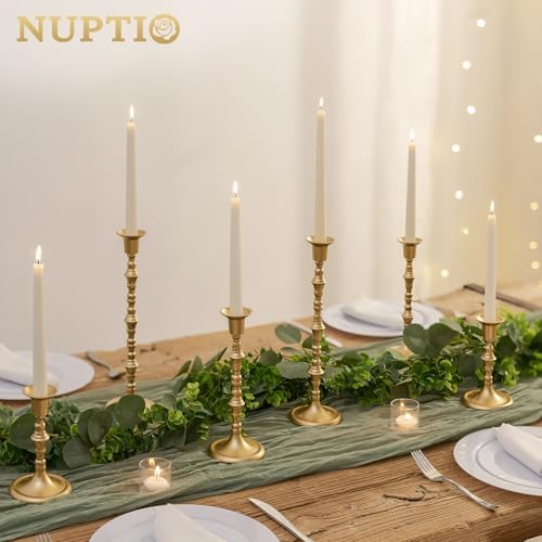 NUPTIO Gold Candlestick Holders for Centerpiece: Unique Taper Candleholders - Image 5