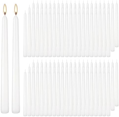 YOROXRG 100Pack White Taper Candles, 7-8 Hours Burn Time, Unscented, Smokeless and Dripless, 0.75 x 10 Inch Dinner Candle Set for Household, Wedding, Party and Home Décor Candlesticks by YOROXRG