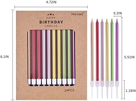 PHD CAKE Colorful Long Thin Metallic Birthday Candles, Gold Champagne Rose Gold Green Red Purple, Cake Candles, Birthday Parties, Wedding Decorations, Party Candles - Image 5