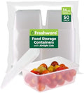 Freshware Food Storage Containers [50 Set] 34 oz Plastic Deli Containers with Lids, Slime, Soup, Meal Prep Containers, BPA Free, Stackable, Leakproof, Microwave, Dishwasher and Freezer Safe by Freshware