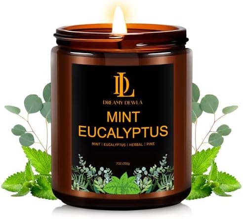 Mint Eucalyptus Candles, Mint Eucalyptus Scented Candle, Mother's Day Candle Gifts for Women, Soy Candles for Home Scented, 7oz 50 Hours Burn by DLDREAMYDEWLA