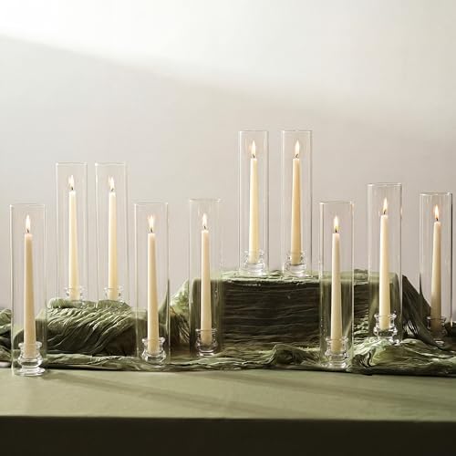 NUPTIO Hurricane Glass Candle Holders for Wedding - 12" H Set of 10 by Nuptio