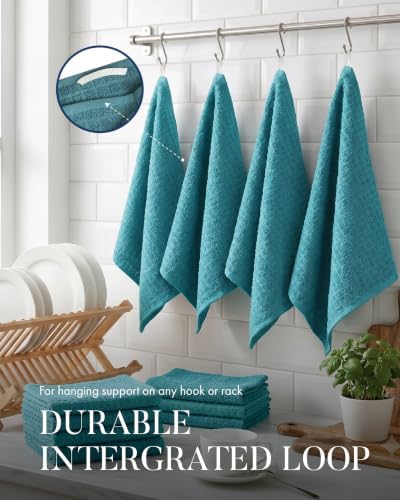 Bumble Kitchen Towels (6-Pack), 16"x28", 100% Cotton Dish Towels - Aqua - Image 6