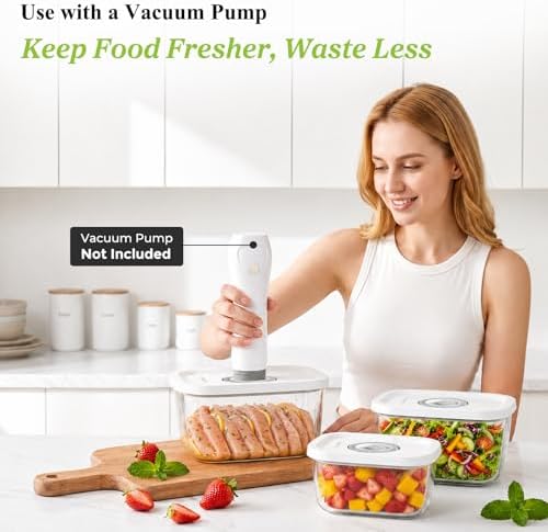 URPOWER Glass Vacuum Seal Containers for Food Storage, 3PCS Set with Lids - Image 4