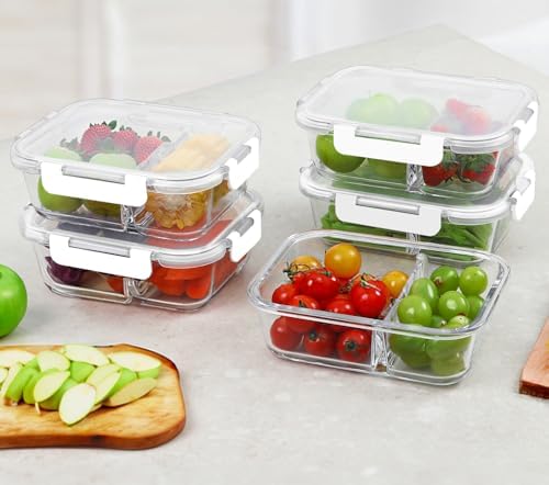 M MCIRCO 10 Pack,30 oz, 2 Compartments Glass Meal Prep Containers with Lids - Image 6