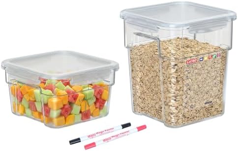 2 Pack Commercial Food Storage Container Set, 2 QT & 4 QT Airtight Clear Containers, Stackable Kitchen Storage Containers for Spices, Coffee Beans, Sugar and Dry Ingredients, Tall Model by GATBO