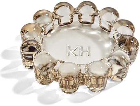 khtumeware Chic Smoky Bubble Glass Candle Dish – Modern Clear Glass Candle Holder for Tealights & Diffusers, Decorative Tray for Home & Tabletop Decor（1 Pack） by khtumeware