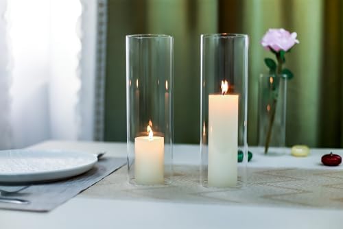 CYS EXCEL 2 PCS (H:10" D:3") Open Ended Glass Hurricane Candleholder Tube Shade | Open Flame Candle Chimney Tube Cover | Bottomless Cylinder - Image 6