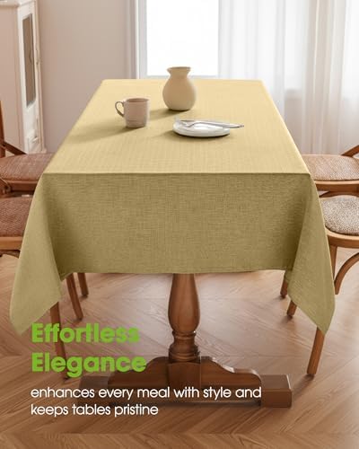 Pureegg Rectangle Linen Tablecloth Waterproof & Stain Resistant, Wrinkle-Free Table Cloth Adds Elegance and Protection, Ideal for Dining, Party, Wedding and Outdoor, 52 x 70 Inch, Coffee - Image 2