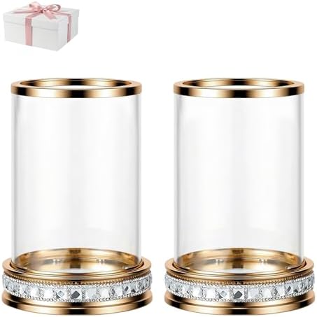2pcs Hurricane Candle Holder, Pillar Candle Holders with Clear Glass Sleeve by DOUNX