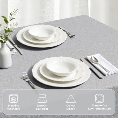 Decorelia Faux Linen Farmhouse Table Cloth 60"x84" for 4-6 ft Rectangle Table, Cool Grey Waterproof Outdoor Washable Cloth Tablecloth for Rectangular Dining Room Kitchen Outdoor Party Restaurant Table - Image 3