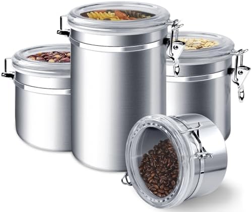 ENLOY 4-Piece Stainless Steel Airtight Food Storage Canister Set with Lid by ENLOY