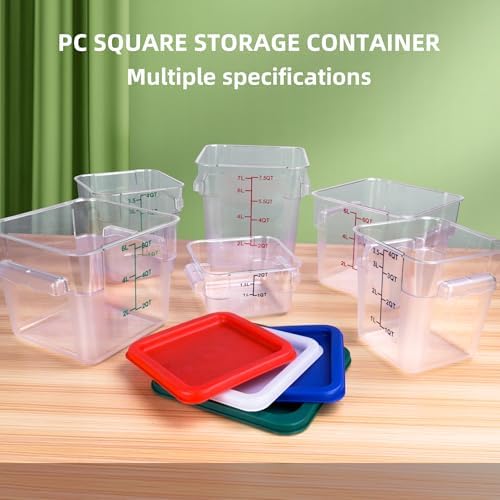 2 Pack Square Food Storage Container With Lid, 2-6 Quart Commercial Storage Box With Scale & Handle, Cake Making, Dough Marinating Meat, Kitchen Supplies (6 Quart) - Image 5